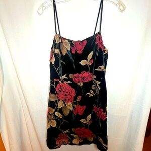 Burnout velvet Black red floral whimsigoth Y2K fairy grunge mini dress NWT Lush